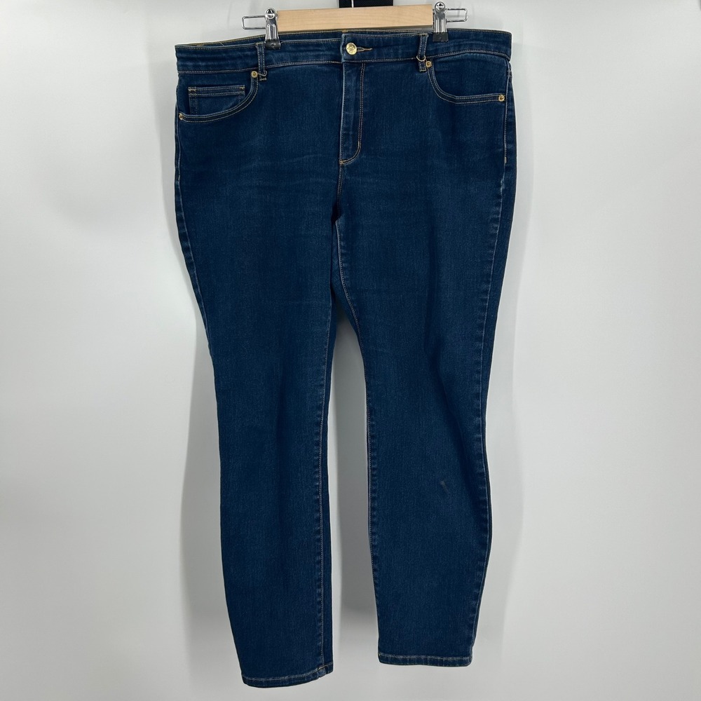 Michael Kors Izzy Skinny Jeans Womens 16 Dark Wash Blue Denim Mid Rise Tapered